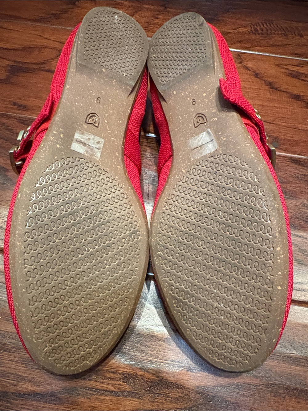 Rothy Red Mary Jane Flats with Eyelet Strap - Picture 5 of 7